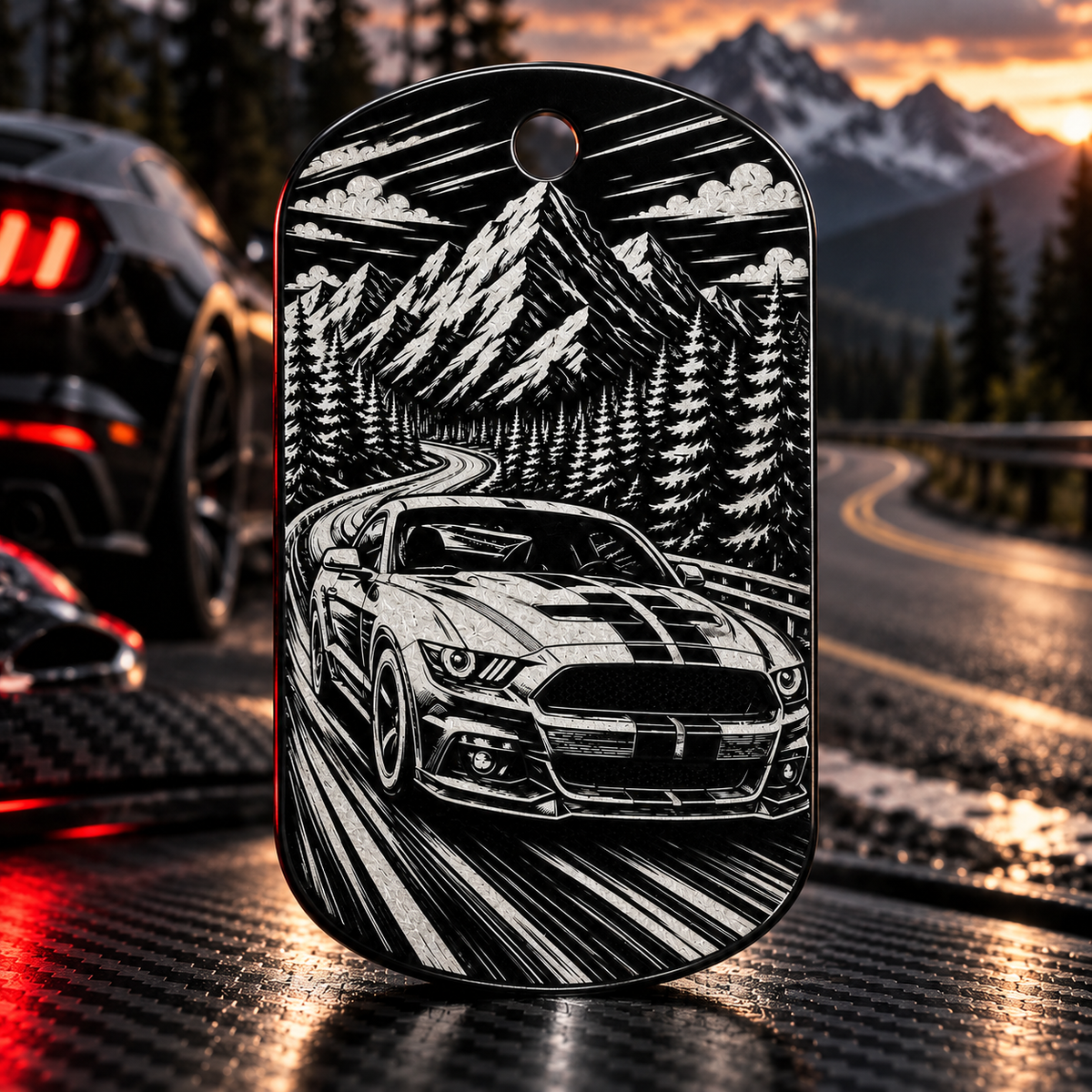 Musclecar V1 Schlüsselanhänger aus Aluminium