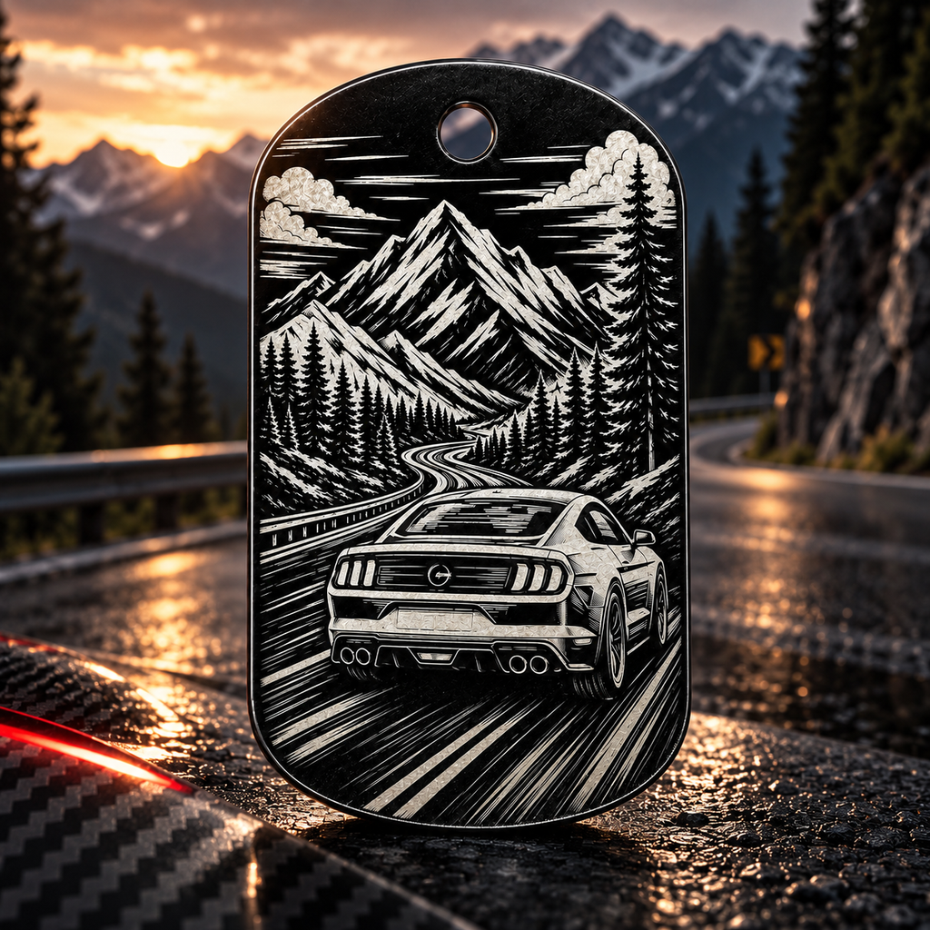 Musclecar V2 Schlüsselanhänger aus Aluminium