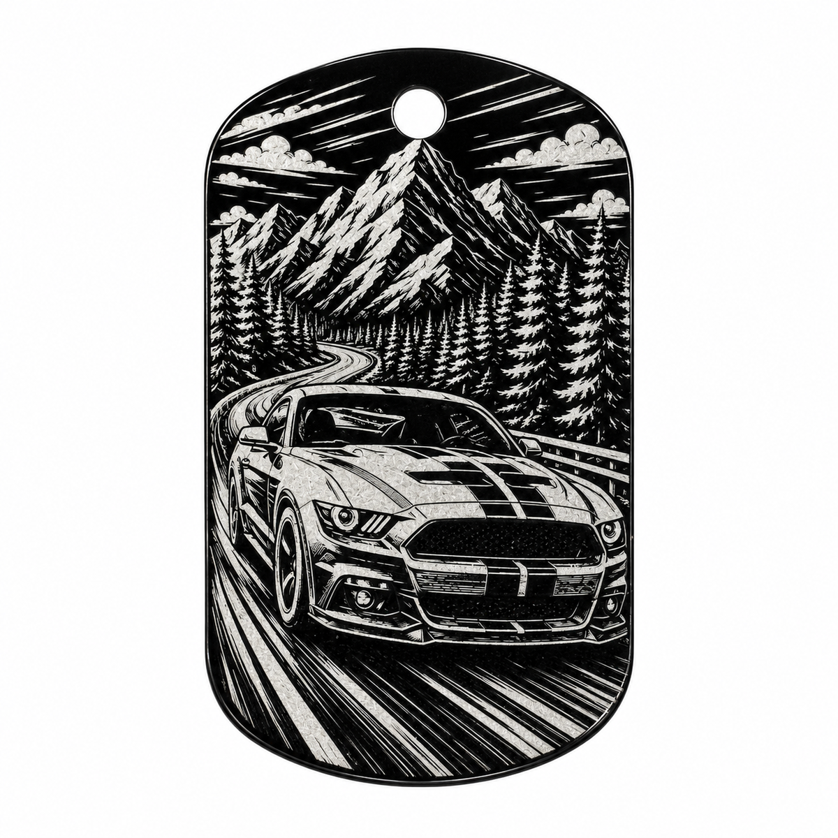 Musclecar V1 Schlüsselanhänger aus Aluminium