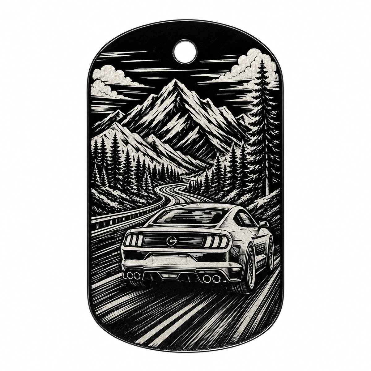 Musclecar V2 Schlüsselanhänger aus Aluminium