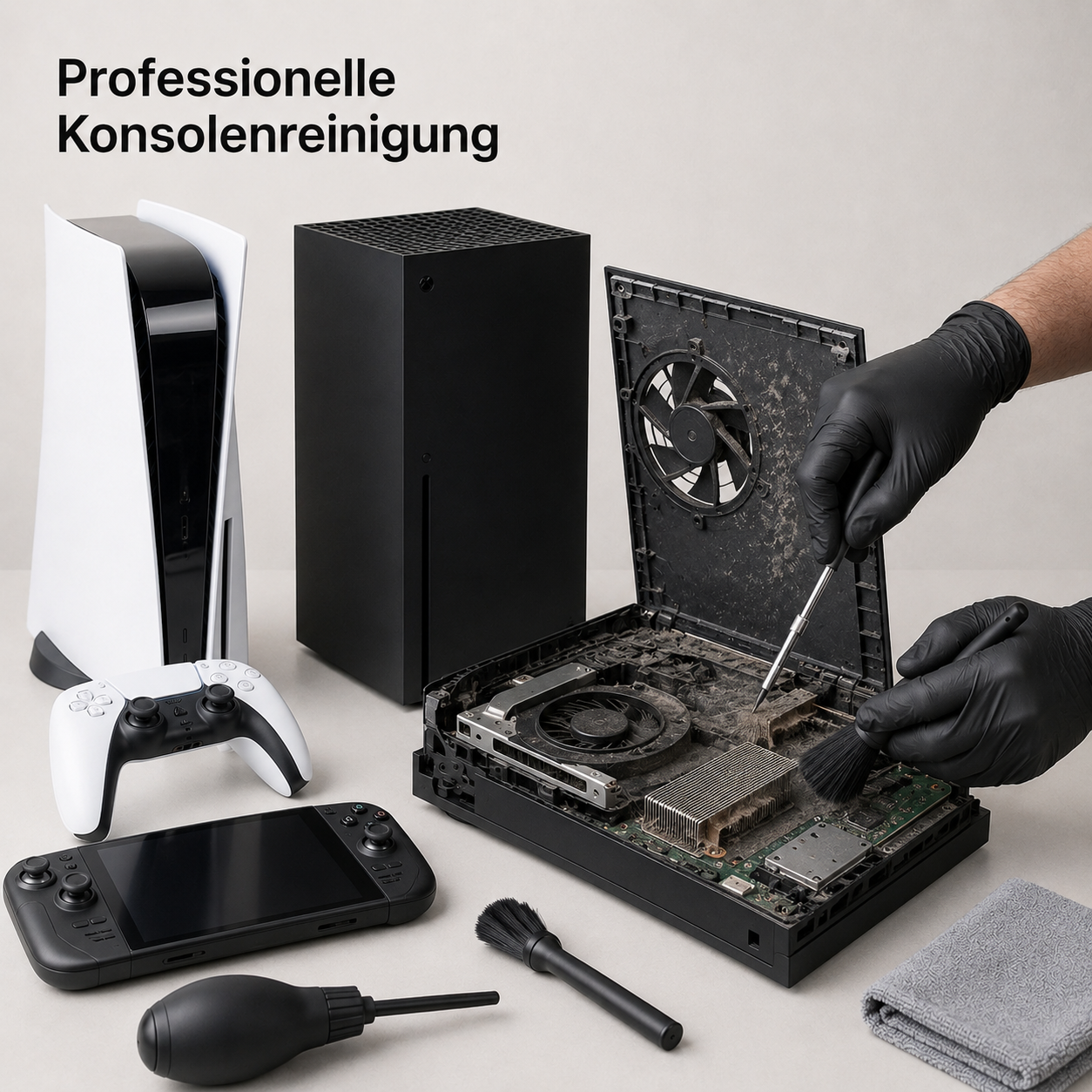 Professionelle Spielkonsolenreinigung